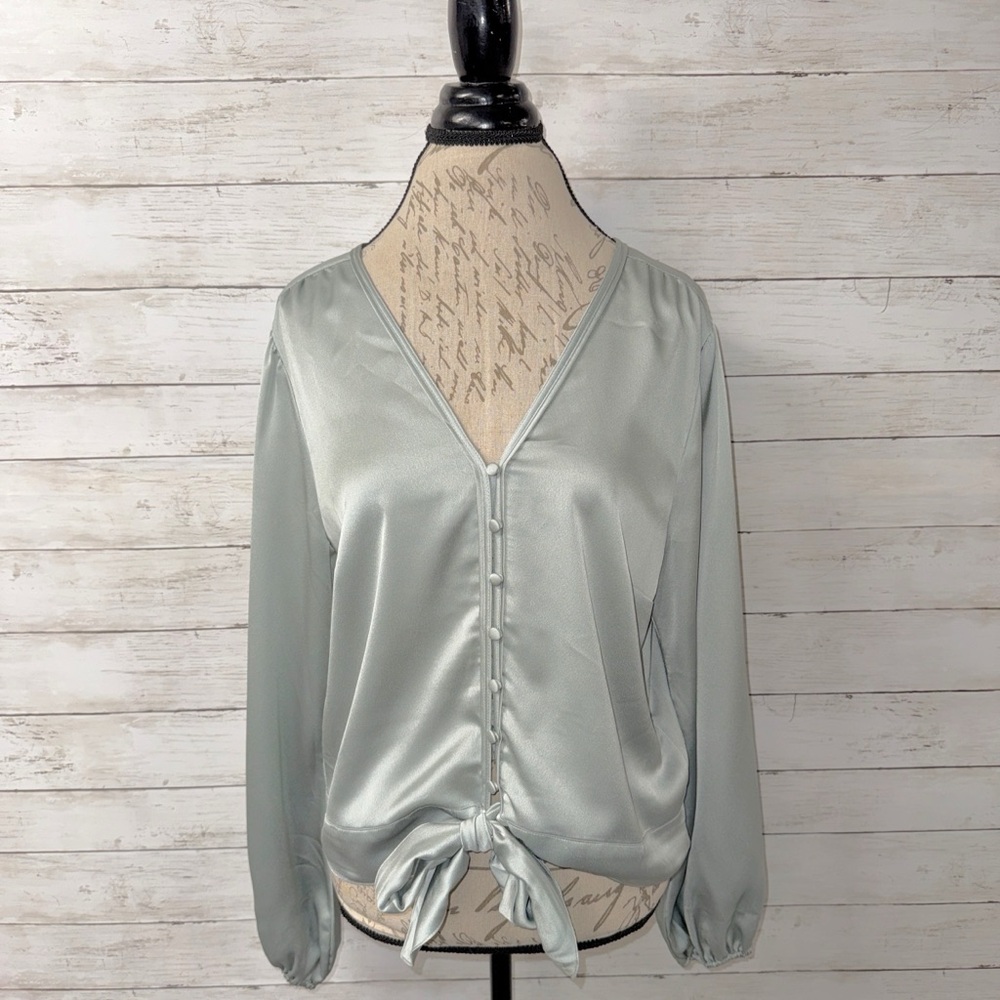 Abercrombie Tie Front Satin Blouse